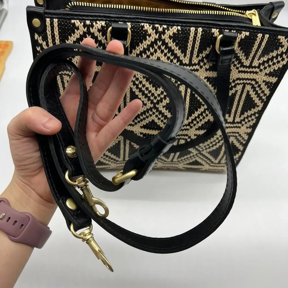 Patricia Nash Leather Ava Medium Tote with Crossbody Strap Tuareg Woven